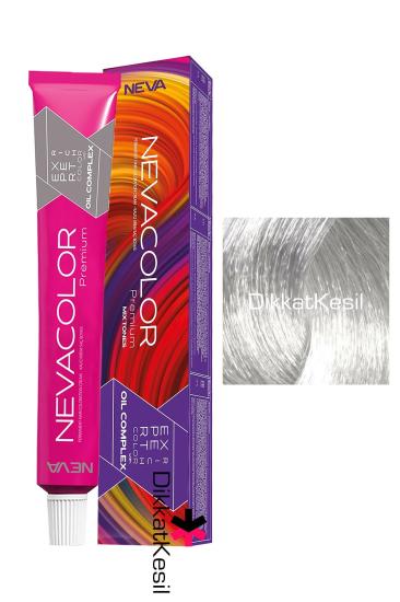 Nevacolor 0.01 Yoğun Gümüş Gri Renk Premium Kalıcı Krem Saç Boyası Tüp 50 ml, (Neva Color 0.01 Numara)