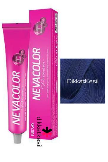 Nevacolor 0.11 Yoğun Mavi Renk Premium Kalıcı Krem Saç Boyası Tüp 50 ml, (Neva Color 0.11 Numara)