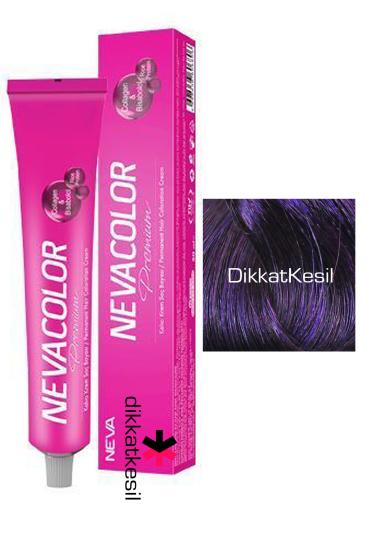 Nevacolor 0.22 Yoğun Mor Renk Premium Kalıcı Krem Saç Boyası Tüp 50 ml, (Neva Color 0.22 Numara)