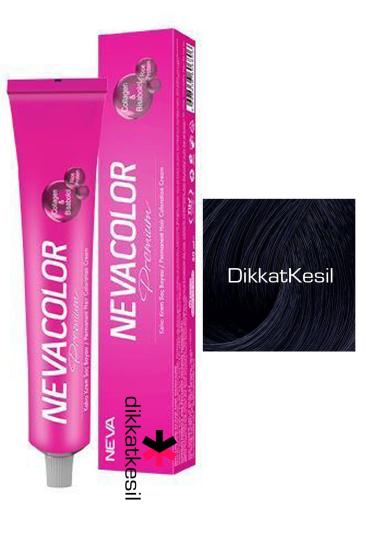 Nevacolor 1.1 Mavi Siyah Renk Premium Kalıcı Krem Saç Boyası Tüp 50 ml, (Neva Color 1.1 Numara)