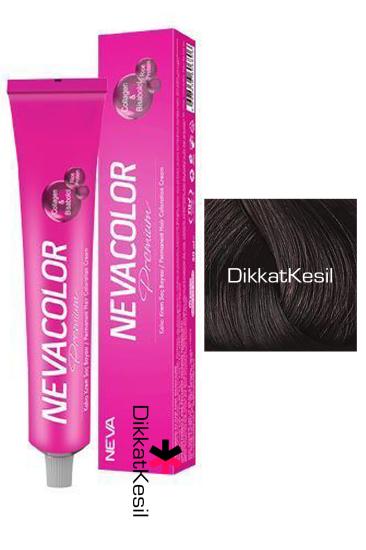 Nevacolor 3.4 Koyu Kestane Renk Premium Kalıcı Krem Saç Boyası Tüp 50 ml, (Neva Color 3.4 Numara)