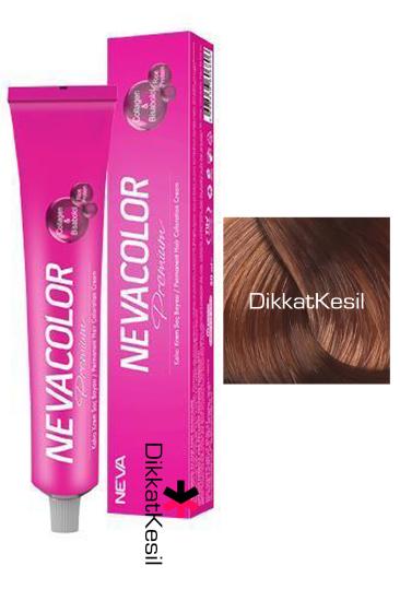 Nevacolor 8.07 Karamel Renk Premium Kalıcı Krem Saç Boyası Tüp 50 ml, (Neva Color 8.07 Numara)