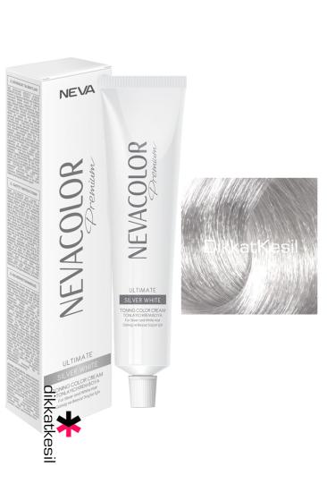 Nevacolor Gümüş Gri Tonlayıcı Renk Premium Kalıcı Krem Saç Boyası Tüp 50 ml, (Neva Color Gümüş Gri)