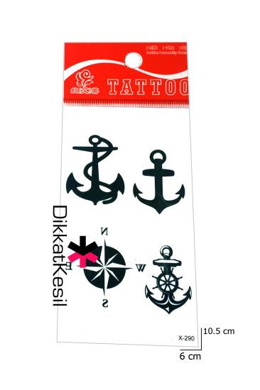 Çapa ve Pusula Dövmesi, Siyah Gemi Dümeni Çapa Geçici Dövme, (Temporary Tattoos)