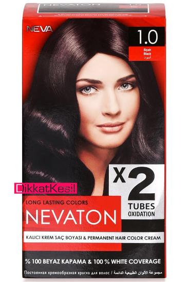 Nevaton 1 Siyah Renk Kalıcı Krem Saç Boyası 50 ml, (Nevaton 1 Numara)