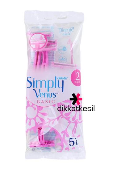 Gillette Simply Venus 2 Basic Kadın Tıraş Bıçağı, (Çift Bıçaklı Jilet) 5 li