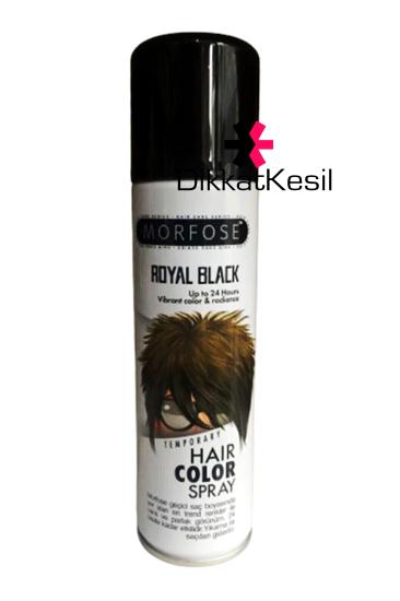 Morfose Royal Black Renkli Saç Spreyi, Siyah Geçici Saç Boyası 150 ml