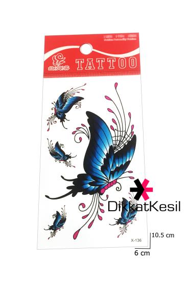 Kelebek Dövmesi, Mavi Geçici Kelebek Küçük Dövme, (Butterfly Tattoo Sticker)