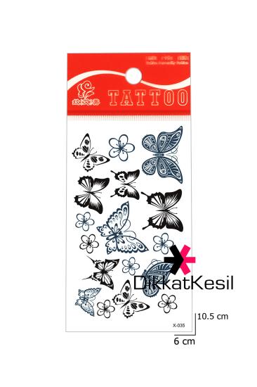 Küçük Kelebek Dövmesi, Siyah Gri Geçici Kelebek Dövme, (Butterfly Tattoo Small)