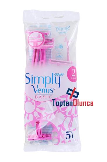 Gillette Simply Venus 2 Basic Kadın Tıraş Bıçağı, (Çift Bıçaklı Jilet) 5 li